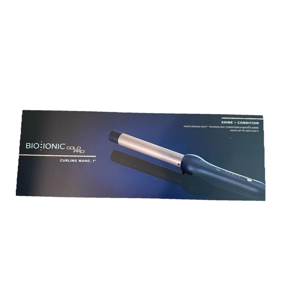 Bio Ionic GoldPro 1" Curling Wand Ceramic Long Barrel Adjustable Heat 24K Gold
